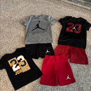 Jordan Kids Tee and Shorts Set - Black, Gray, Red